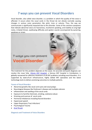 7 Ways You Can Prevent Vocal Disorders