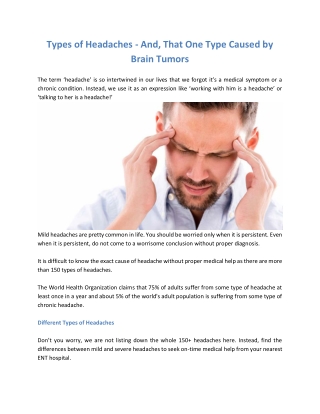 Types of Headaches - One Caused by Brain Tumors