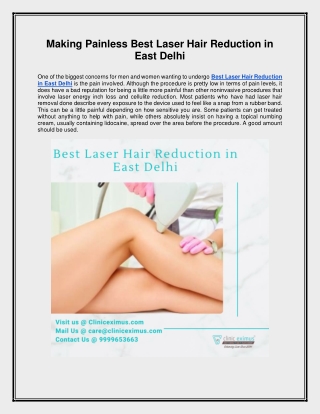 Making Painless Best Laser Hair Reduction in East Delhi