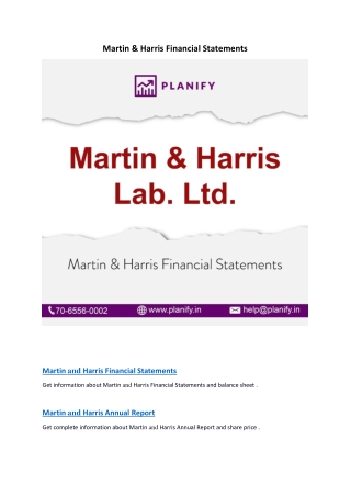 Martin and Harris Annual Report