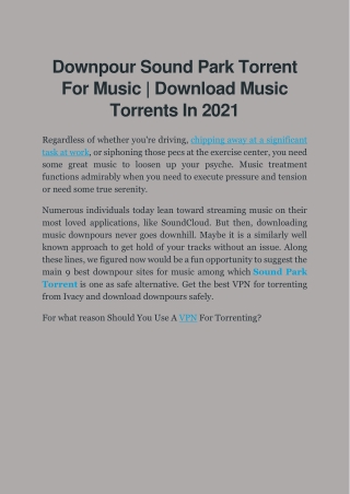 Torrent Tracker Musical Sound Park