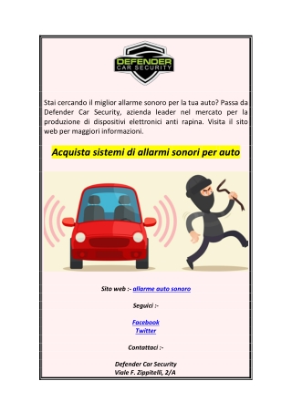 Acquista sistemi di allarmi sonori per auto