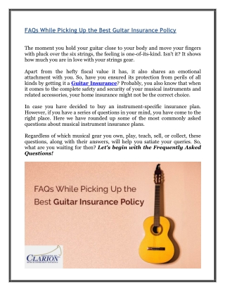 FAQs While Picking Up the Best Guitar Insurance Policy