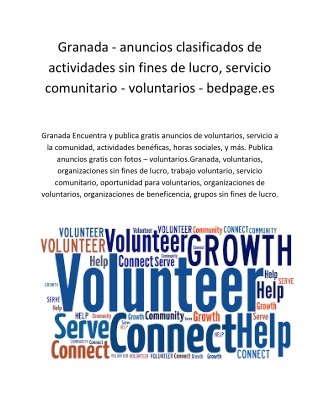 Granada - anuncios clasificados de actividades sin fines de lucro, servicio comunitario - voluntarios - bedpage.es