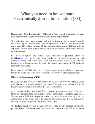 What you need to know about Electronically Stored Information (ESI)