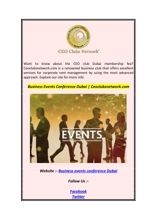 Business Events Conference Dubai  Ceoclubsnetwork.com