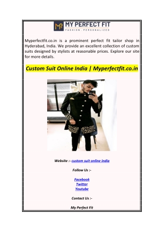 Custom Suit Online India  Myperfectfit.co.in