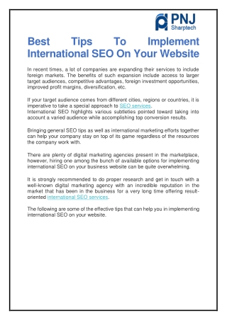 Best Tips To Implement International SEO On Your Website