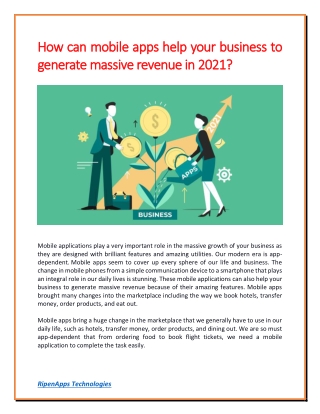 How can mobile apps help your business to generate massive revenue in 2021