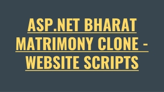ASP.NET BHARAT MATRIMONY CLONE - WEBSITE SCRIPTS