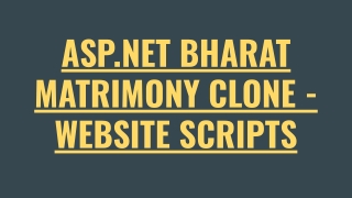 ASP.NET BHARAT MATRIMONY CLONE - WEBSITE SCRIPTS