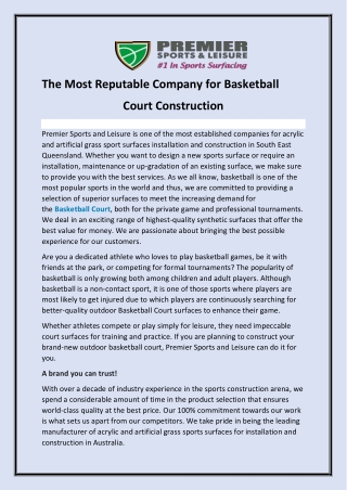 The Most Reputable Company for Basketball Court Construction