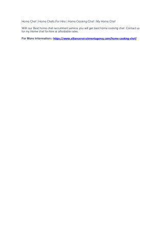 Home Chef | Home Chefs For Hire | Home Cooking Chef | My Home Chef