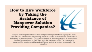 How to Hire Workforce by Taking the Assistance of Manpower Solution Companies?