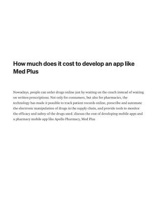 How much does it cost to develop an app like Med Plus