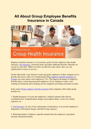 All About Group Employee Benefits Insurance in Canada