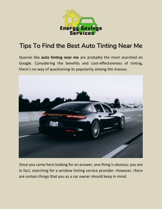 How To Find The Best Auto Tinting Service In Indiana | Energy Savings Services