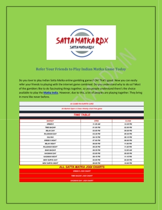 Today we talk about the game of Satta Matka result.