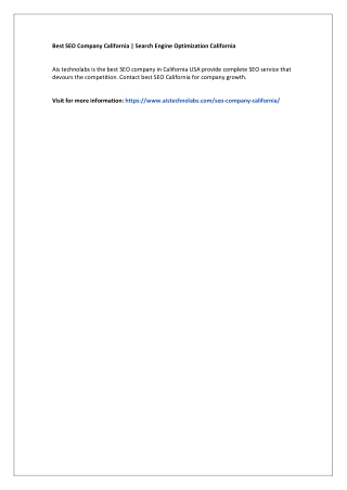 Best SEO Company California | Search Engine Optimization California