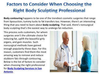 Factors to Consider When Choosing the Right Body Sculpting Professional