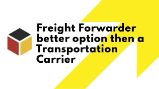 Freight Forwarder better option then a Transportation Carrier
