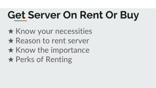 Get Server On Rent Or Buy