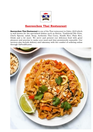 5% Off - Saereechon Thai Restaurant Menu Oxley, QLD