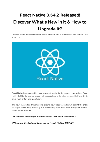 React Native 0.64.2 Released! Discover What's New in it & How to Upgrade It