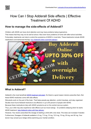 How Can I Stop Adderall Side effects  Effective Treatment Of ADHD