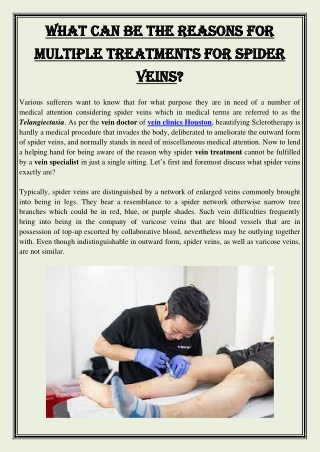 What Can Be The Reasons For Multiple Treatments For Spider Veins