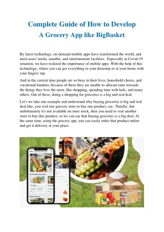 Complete Guide of How to Develop a Grocery App like BigBasket