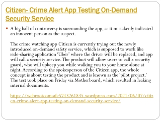 Citizen- Crime Alert App Testing On-Demand Security Service