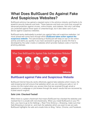 What Does BullGuard Do Against Fake And Suspicious Websites?