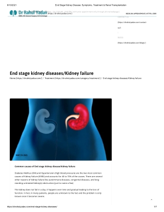 End stage kidney diseases/Kidney failure