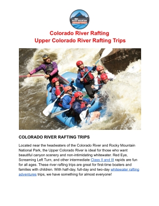 Colorado River Rafting | Upper Colorado River Rafting Trips