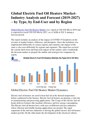 Global Electric Fuel Oil Heaters Market