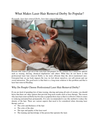 What Makes Laser Hair Removal Derby So Popular