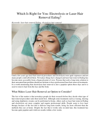 Which Is Right for You - Electrolysis or Laser Hair Removal Ealing