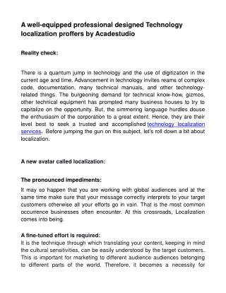 Technology localization services at Acadestudio