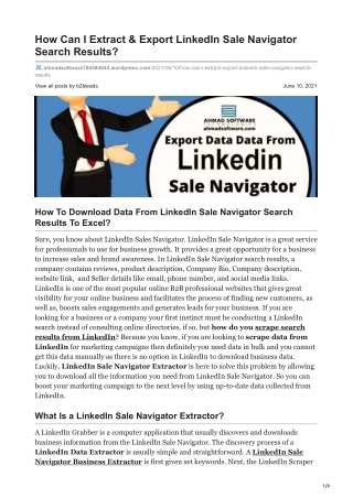 How Can I Extract & Export LinkedIn Sale Navigator Search Results?