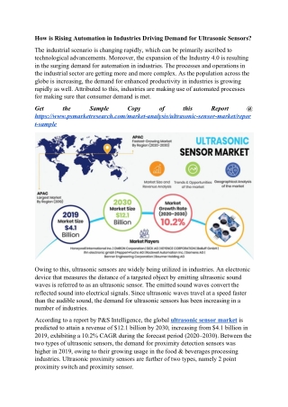 Ultrasonic Sensor Market Size, Trends, Company Profiles, Growth Rate, and Trends