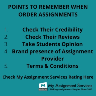 Points to Remember When Order Assignments