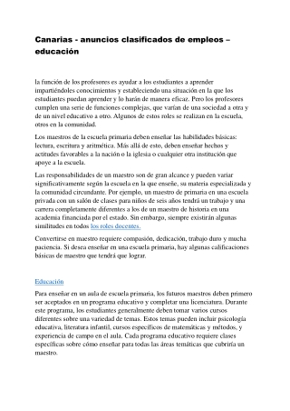 Canarias  anuncios clasificados de empleos – educación