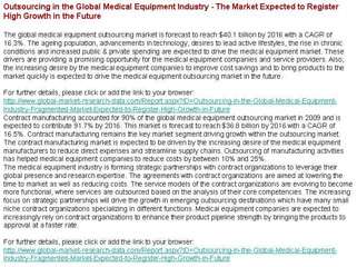 Outsourcing in the Global Medical Equipment Industry The M