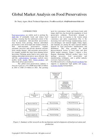 Global market analysis on Food preservatives