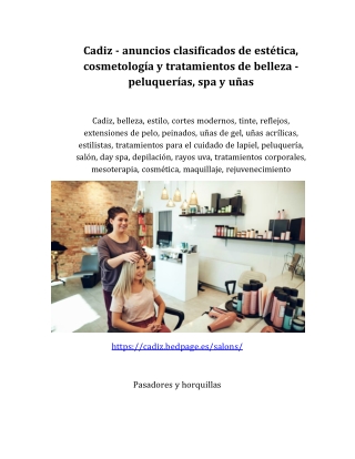 Cadiz - anuncios clasificados de estética, cosmetología y tratamientos de belleza - peluquerías, spa y uñas