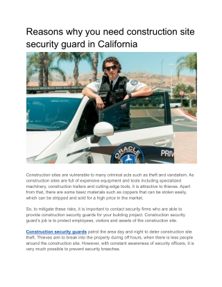 Reasons why you need construction site security guard in California (1)