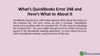 What’s QuickBooks Error 248 and Here’s What to About it