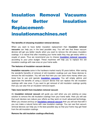 Insulation Removal Vacuums for Better InsulationReplacement-insulationmachines.net