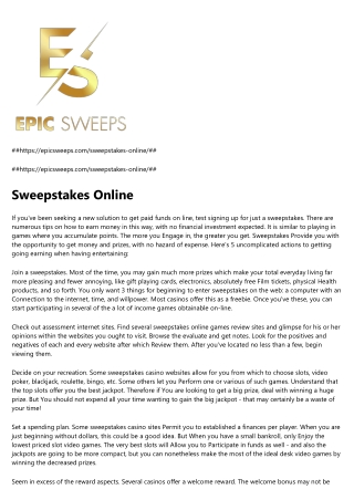 Sweepstakes Online